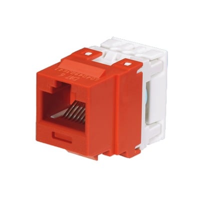 Imagen de Conector Jack Estilo 110 (de Impacto), Tipo Keystone, Categoría 6, de 8 posiciones y 8 cables, Color Rojo