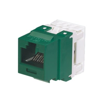 Imagen de Conector Jack Estilo 110 (de Impacto), Tipo Keystone, Categoría 6, de 8 posiciones y 8 cables, Color Verde