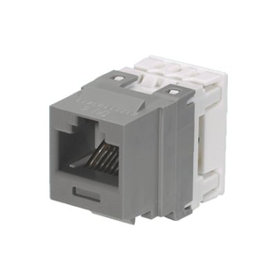 Imagen de Conector Jack Estilo 110 (de Impacto), Tipo Keystone, Categoría 6, de 8 posiciones y 8 cables, Color Gris
