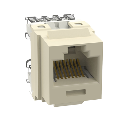 Imagen de Conector Jack Estilo 110 (de Impacto), Tipo Keystone, Categoría 6, de 8 posiciones y 8 cables, Color Marfil