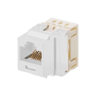 Imagen de Conector Jack Estilo 110 (de Impacto), Tipo Keystone, Categoría 5e, de 8 posiciones y 8 cables, Color Marfil