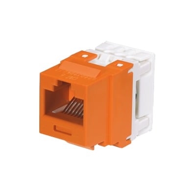 Imagen de Conector Jack Estilo 110 (de Impacto), Tipo Keystone, Categoría 6, de 8 posiciones y 8 cables, Color Naranja