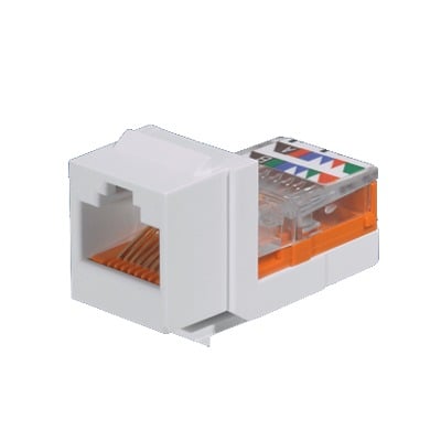 Imagen de Conector Jack Estilo Leadframe, Tipo Keystone, Categoría 5e, de 8 posiciones y 8 cables, Color Blanco
