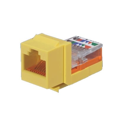 Imagen de Conector Jack Estilo Leadframe, Tipo Keystone, Categoría 5e, de 8 posiciones y 8 cables, Color Amarillo