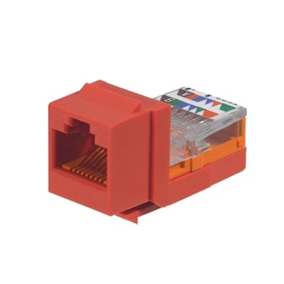 Imagen de Conector Jack Estilo Leadframe, Tipo Keystone, Categoría 5e, de 8 posiciones y 8 cables, Color Rojo