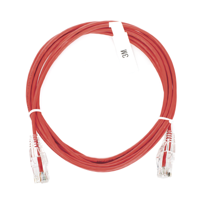 Imagen de Cable de Parcheo Slim UTP Cat6 - 3 m Rojo Diámetro Reducido (28 AWG)