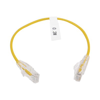 Imagen de Cable de Parcheo Slim UTP Cat6 - 30 cm Amarillo Diámetro Reducido (28 AWG)