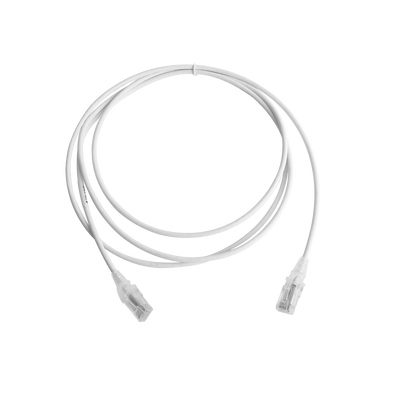 Imagen de Patch Cord MC6 Modular Cat6 UTP, CM/LS0H, 7ft, Color Blanco, Diámetro Reducido (28AWG), Versión Bulk (Sin Empaque Individual)