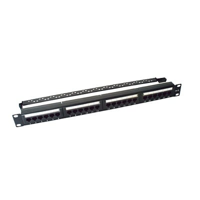 Imagen de Panel de parcheo de impacto (110) UTP de 24 puertos Cat6, 19in, con barra para organizar cable