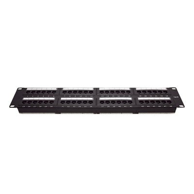 Imagen de Panel de parcheo de impacto (110) UTP de 48 puertos Cat6, 19in, 2U, con barra para organizar cable