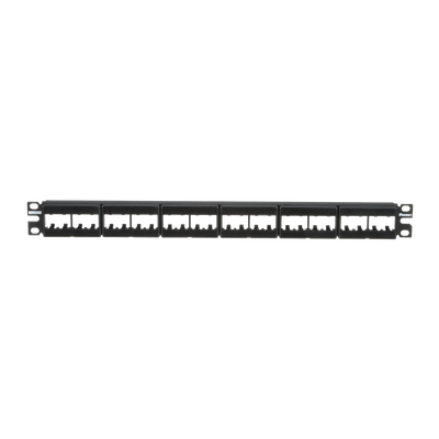 Imagen de Panel de Parcheo Modular Mini-Com (Sin Conectores), Plano, Sin Blindaje, Con Etiqueta y Cubierta, de 24 puertos, 1UR