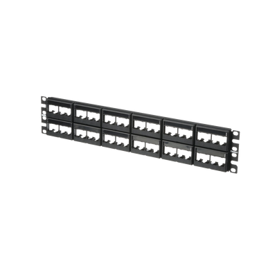 Imagen de Panel de Parcheo Modular Mini-Com (Sin Conectores), Plano, Sin Blindaje, Con Etiqueta y Cubierta, de 48 puertos, 2UR