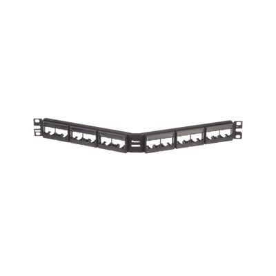 Imagen de Panel de Parcheo Modular Mini-Com (Sin Conectores), Angulado, Sin Blindaje, Con Etiqueta y Cubierta, de 24 puertos, 1UR