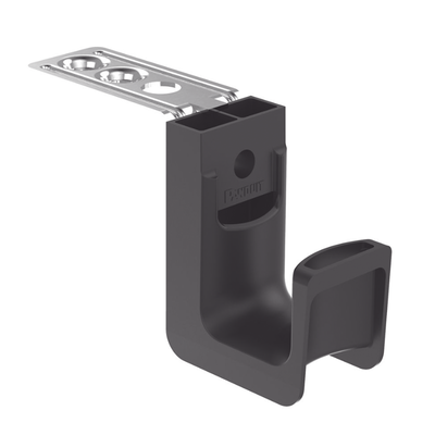Imagen de Sujetador STRONGHOLD tipo J (J-Hook), Con Soporte para Montaje en Techo, Para 8 Cables Cat6, Nylon 6.6, Color Negro, Paquete de 50 Piezas