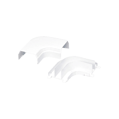Imagen de Curva de radio controlado, para uso con canaleta T45, Material PVC Rígido, Color Blanco Mate