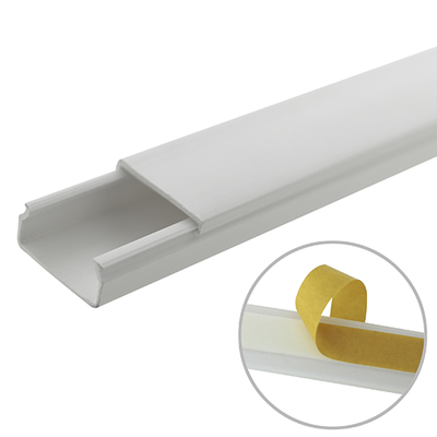 Imagen de Canaleta blanca de PVC auto extinguible, sin división, 20 x 10 mm, tramo de 6 pies, con cinta adhesiva (5101-21262)