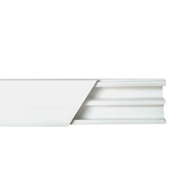 Imagen de Canaleta blanca de PVC auto extinguible, con división, 20 x 10 mm, tramo de 2.5m (5101-01250)
