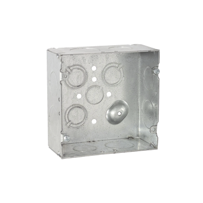 Imagen de Caja Cuadrada 4 11/16" x 4 11/16"/ Profundidad 2- 1/8"/ 4 Entradas 1", 4 Entradas 3/4", 1 Entrada 1/2" y 3 TKO (1/2"-3/4").