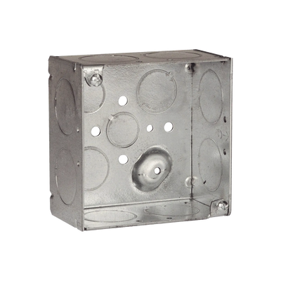 Imagen de Caja Cuadrada Galvanizada de 4" x 4"/ Profundidad de 2 1/8" /8 Entradas 1", 3 Entradas 1/2" y  2 Entradas 3/4"/ Soldada.