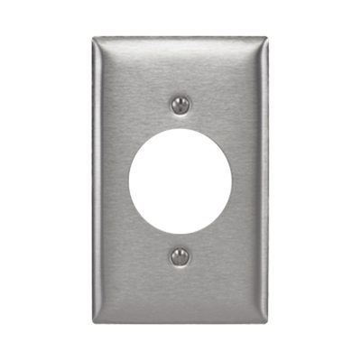 Imagen de Placa para Receptaculo Sencillo 20 y 30 A de Media Vuelta/ 1.6" (40 mm) / Acero Inoxidable.