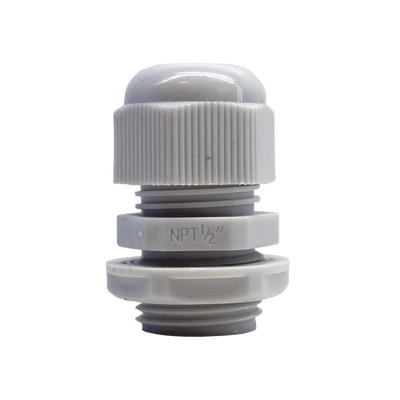 Imagen de Conector Plástico Blanco Tipo Glándula para Rosca NPT 1/2"