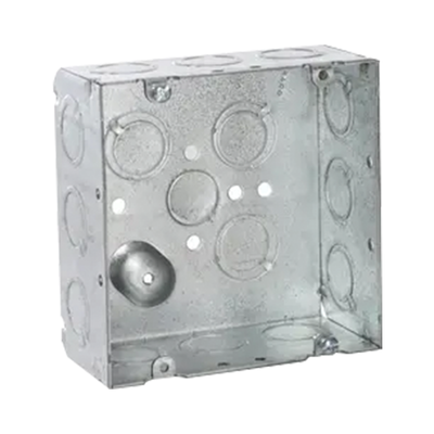 Imagen de Caja Cuadrada 4 11/16 x 4 11/16"/ Profundidad de 2- 1/8"/ Cuenta 1 Entrada de 1/2" y 15 TKO  (1/2"-3/4").