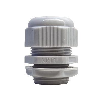 Imagen de Conector Plástico Blanco Tipo Glándula para Rosca NPT 1"