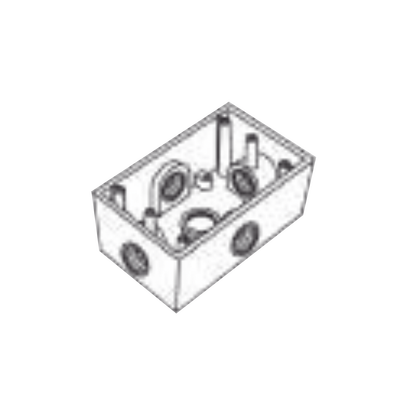 Imagen de Caja Condulet FS de 3/4" (19.05 mm ) con cinco bocas a prueba de intemperie.