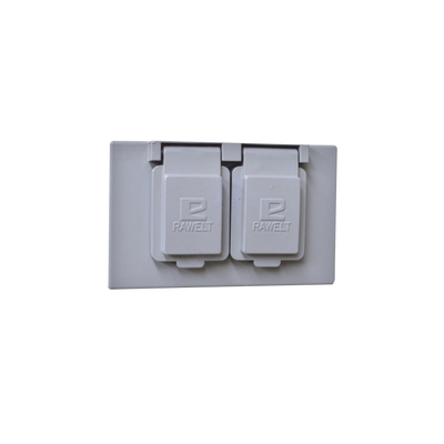Imagen de Tapa rectangular dúplex horizontal con  contratapa con mecanismo de auto-cierre de aluminio para uso de interiores y exteriores tipo RR.