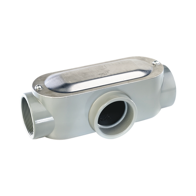 Imagen de Caja oval roscada tipo T de 1 1/4" (31.8 mm) incluye tapa y tornillos.