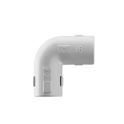 Imagen de Unión en "L" (Codo) para tubería rígida, recomendado para cable eléctrico, PVC Auto-extinguible, de 16 mm