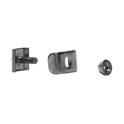 Imagen de Kit 2 para unir tramos de charola, clema mediana, mas tornillo encastardo, con acabado Electro Zinc