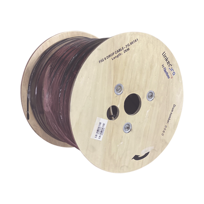 Imagen de Carrete de 2 km de Fibra Óptica Aérea Mini Figura 8 G.657A1 tipo Drop, Monomodo de 2 Hilos (bifibra), Diseñada para Fusionarse, Color Negro, Span 80, (No Soporta Conectores Mecánicos)
