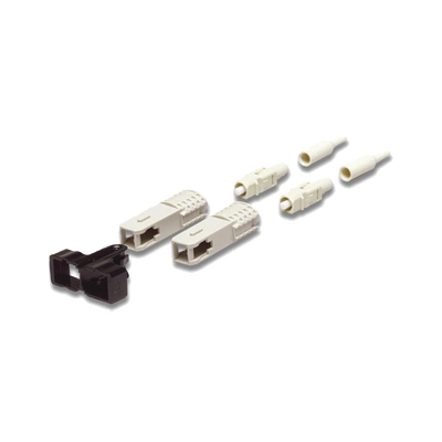 Imagen de Conector de Fibra Óptica SC Duplex, Epoxico, Fibra Recubierta, Multimodo, Botas Color Negro y Beige (No pre-pulido)