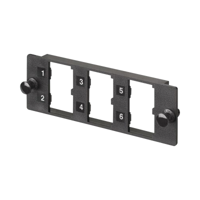 Imagen de Placa Modular FAP de 6 Puertos Mini-Com, Acepta Módulos de Fibra Óptica, Cobre o Audio y Video, Color Negro