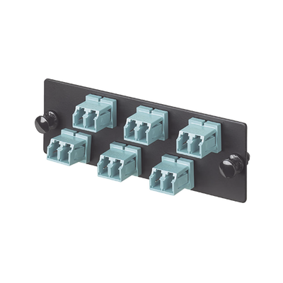 Imagen de Placa Acopladora de Fibra Optica FAP, Con 6 Conectores LC Duplex (12 Fibras), Para Fibra Multimodo OM3/OM4, Color Aqua