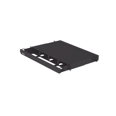 Imagen de Panel de Distribución de Fibra Óptica, Acepta 4 Placas FAP o FMP, Bandeja Deslizable, Hasta 96 Fibras, Color Negro, 1UR