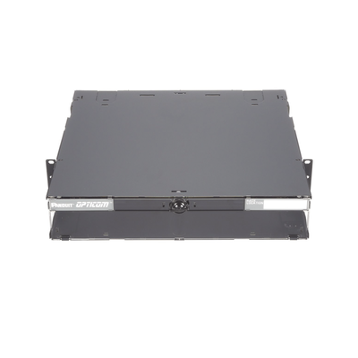 Imagen de Panel de Distribución de Fibra Óptica, Acepta 8 Placas FAP o FMP, Bandeja Deslizable e Inclinable Hacia Abajo, Hasta 192 Fibras, Color Negro, 2UR