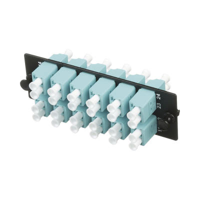 Imagen de Placa Acopladora de Fibra Optica FAP, Con 12 Conectores LC Duplex (24 Fibras), Para Fibra Multimodo OM3/OM4, Color Aqua