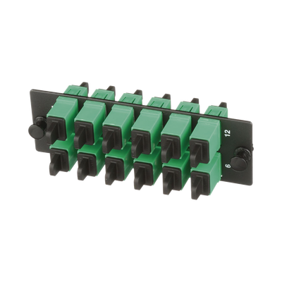 Imagen de Placa Acopladora de Fibra Optica FAP, Con 12 Conectores SC/APC (12 Fibras), Para Fibra Monomodo OS1/OS2, Color Verde