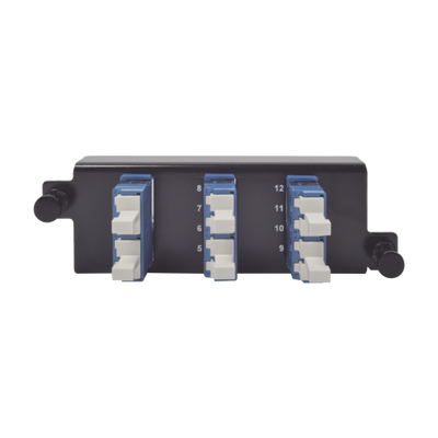 Imagen de Placa acopladora de Fibra Óptica "Plug and Play", Con 6 Conectores LC Duplex (12 Fibras), Para Fibra Monomodo, Azul