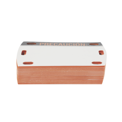 Imagen de Etiqueta Autolaminada para Identificación de Fibra Optica Paquete de 25 piezas, Para Uso Interior/Exterior, Dimensiones de 90 x 50 mm, Color Negro con Naranja