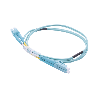 Imagen de Jumper de Fibra Óptica Multimodo OM3 50/125 LC-LC OFNR (Riser), 2.0 mm, Dúplex, Aqua, 1 metro