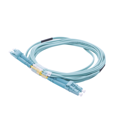 Imagen de Jumper de Fibra Óptica Multimodo OM4 50/125 LC-LC OFNR (Riser), 2.0 mm, Dúplex, Aqua, 3 metros
