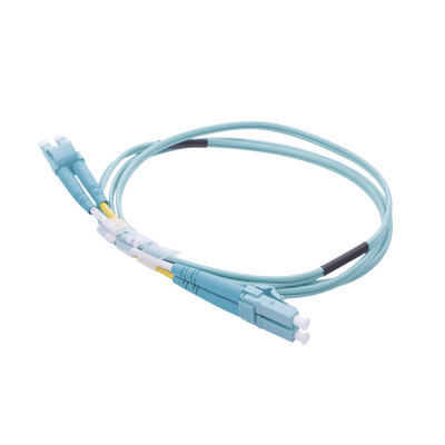 Imagen de Jumper de Fibra Óptica Multimodo OM4 50/125 LC-LC OFNR (Riser), 2.0 mm, Dúplex, Aqua, 1 metro