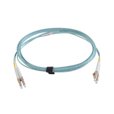 Imagen de Jumper de Fibra Óptica Multimodo 50/125 XGLO OM4, LC-LC Duplex, OFNR, Color Aqua, 2 Metros