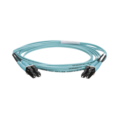Imagen de Jumper de Fibra Optica Multimodo 50/125 OM4, LC-LC Duplex, OFNR (Riser), Color Aqua, 2 Metros
