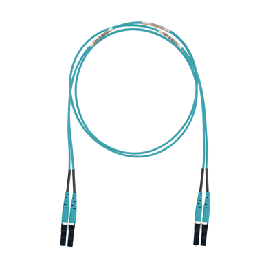 Imagen de Jumper de Fibra Optica Multimodo 50/125 OM3, LC-LC Duplex, LSZH (Cero Halógenos), Color Aqua, 3 Metros
