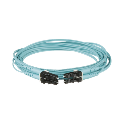 Imagen de Jumper de Fibra Optica Multimodo 50/125 OM3, LC-LC Duplex, OFNR (Riser), Color Aqua, 3 Metros