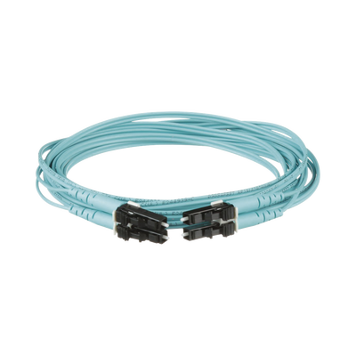 Imagen de Jumper de Fibra Optica Multimodo 50/125 OM4, LC-LC Duplex, OFNR (Riser), Color Aqua, 1 Metro